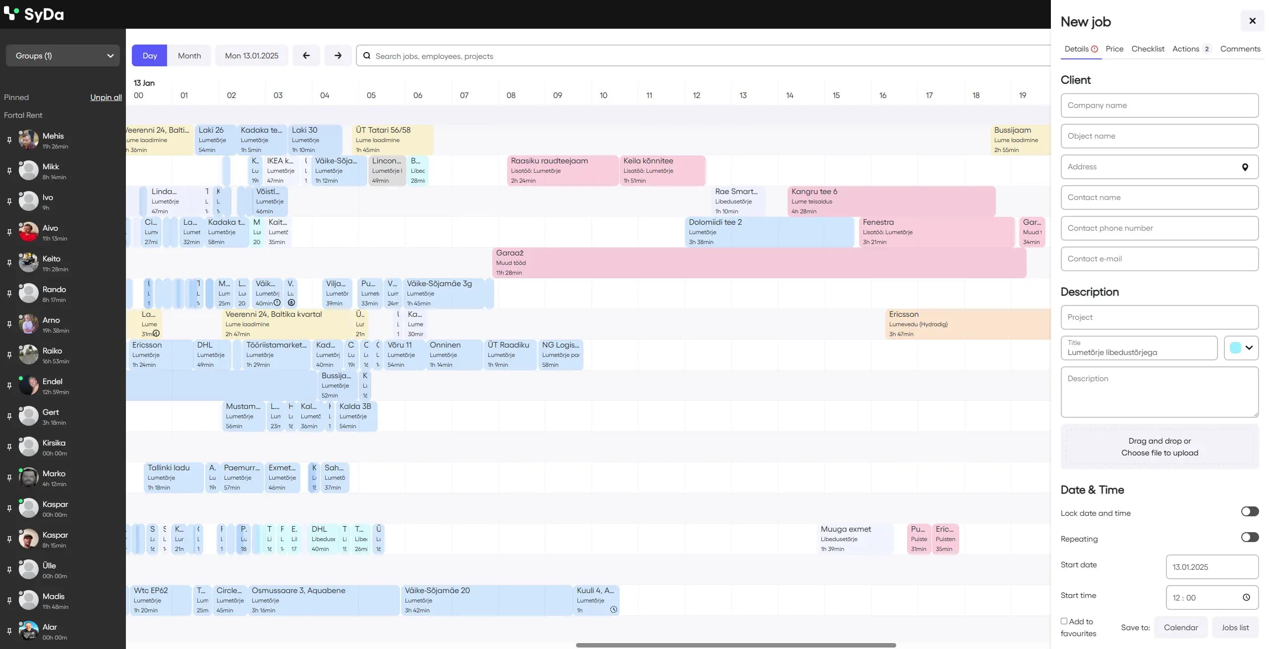 Syda logistics planning board with side panel